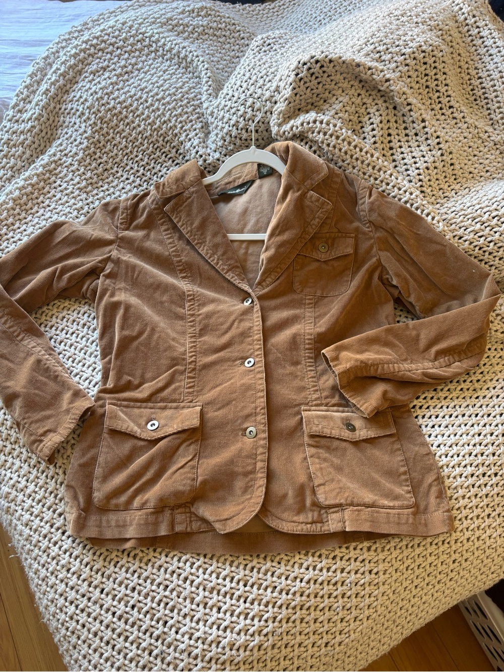 Vintage Eddie Bauer Tan Corduroy Button-Front Jacket
